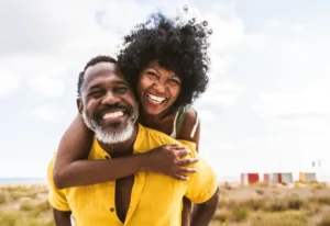 African American couple smiling